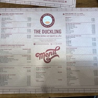 Thực đơn- Quán Ăn The Duckling - Vịt Quay Hồng Kông & Lẩu