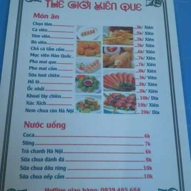 Thực đơn- Quán Ăn Thế Giới Xiên Que