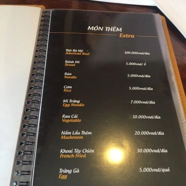 Thực đơn- Nhà Hàng Thiên Nga Restaurant - Bò Ngon & Tiệc Cưới