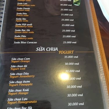 Thực đơn- Nhà Hàng Thiên Nga Restaurant - Bò Ngon & Tiệc Cưới