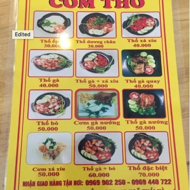 Thực đơn- Quán Ăn Thiên Vũ - Cơm Thố - Ngõ Thái Hà