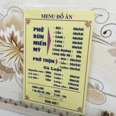 Thực đơn- Quán Ăn Thìn Béo - Phở Gà Ta