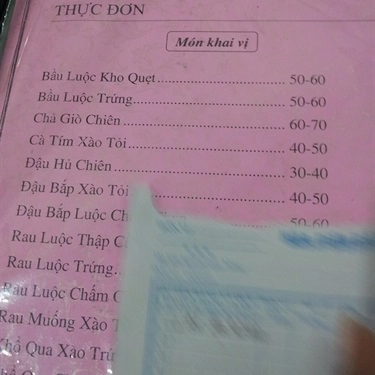 Thực đơn- Quán Ăn Thỏ Vàng Quán - Món Nhậu Bình Dân