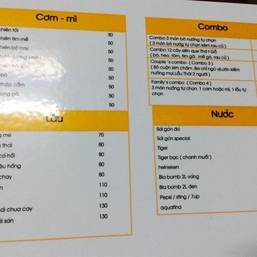 Thực đơn- Quán Ăn Thớt Gỗ Quán - Ung Văn Khiêm