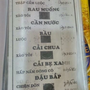 Thực đơn- Quán Ăn Thu Vân - Hải Sản Tươi Sống
