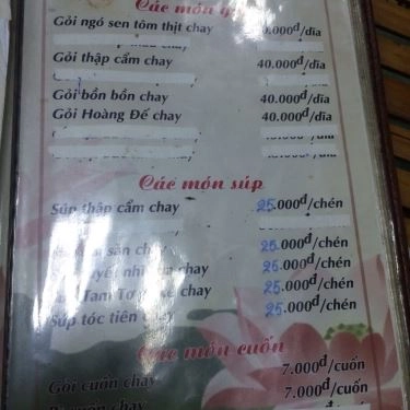 Thực đơn- Quán Ăn Thuận Đức - Các Món Chay