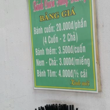 Thực đơn- Quán Ăn Thùy Dương - Quán Bánh Cuốn