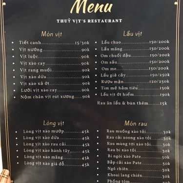 Thực đơn- Thuỷ Vịt - Vịt Cỏ Vân Đình