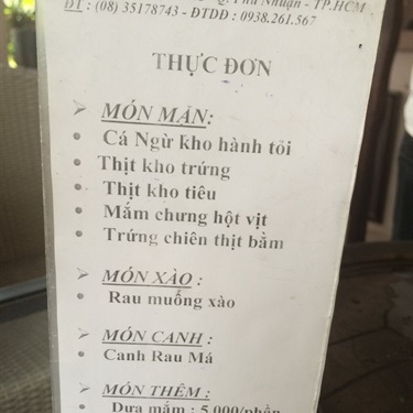 Thực đơn- Nhà Hàng Thúy Vy Cafe