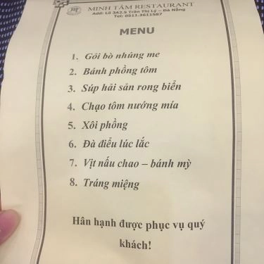 Thực đơn- Nhà Hàng Tiệc Cưới Minh Tâm