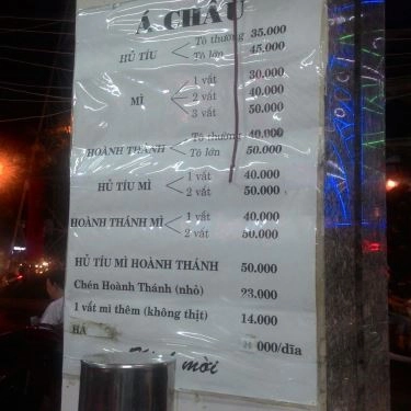 Thực đơn- Quán Ăn Tiệm Mì Á Châu