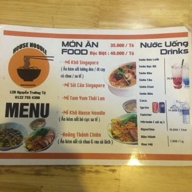 Thực đơn- Quán Ăn Tiệm Mì House Noodle