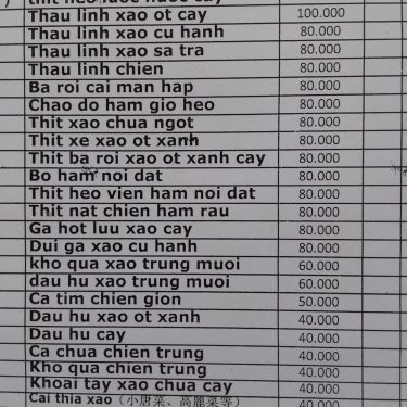 Thực đơn- Quán Ăn Hòa Ký Mandarin Bistro - Trần Hưng Đạo