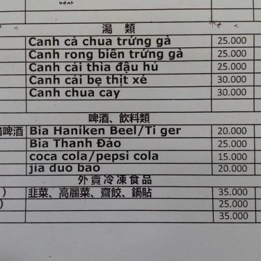 Thực đơn- Quán Ăn Hòa Ký Mandarin Bistro - Trần Hưng Đạo