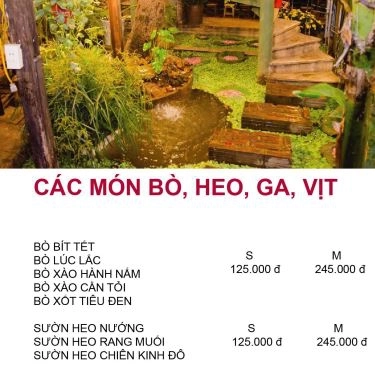 Thực đơn- Tiên Cảnh Quán - Quán Ăn Gia Đình