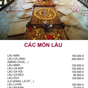 Thực đơn- Tiên Cảnh Quán - Quán Ăn Gia Đình