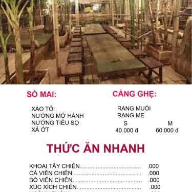 Thực đơn- Tiên Cảnh Quán - Quán Ăn Gia Đình