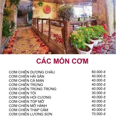 Thực đơn- Tiên Cảnh Quán - Quán Ăn Gia Đình