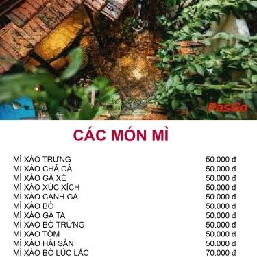 Thực đơn- Tiên Cảnh Quán - Quán Ăn Gia Đình