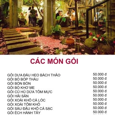 Thực đơn- Tiên Cảnh Quán - Quán Ăn Gia Đình