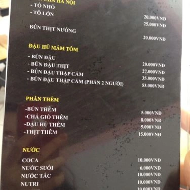 Thực đơn- Quán Ăn Tiến Hành Quán - Bún Đậu & Bún Chả Hà Nội