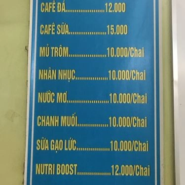 Thực đơn- Quán Ăn Tiến Hưng - Hủ Tiếu Bò Viên