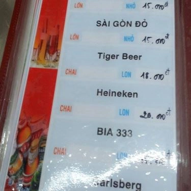Thực đơn- Quán Ăn Hoàng Phong - Ẩm Thực Trung Hoa