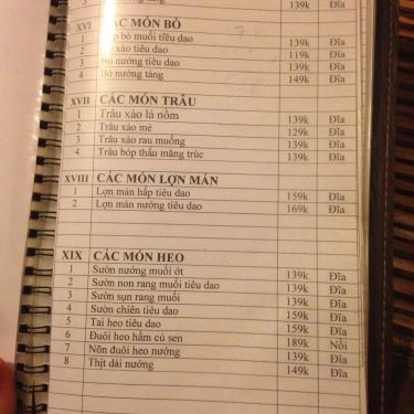 Thực đơn- Quán Ăn Tiêu Dao Quán - Ẩm Thực Đồng Quê