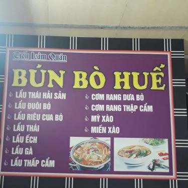Thực đơn- Quán Ăn Tiếu Lâm Quán - Bún Bò Huế