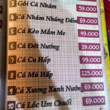 Thực đơn- Nhà Hàng Tim Restaurant - Các Món Nhậu