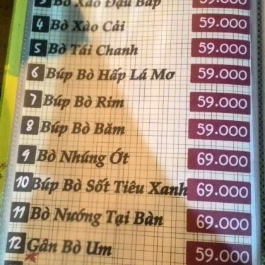 Thực đơn- Nhà Hàng Tim Restaurant - Các Món Nhậu