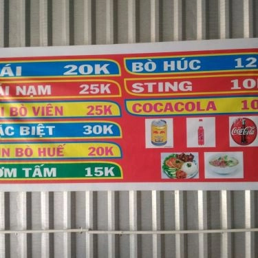 Thực đơn- Quán Ăn Tình - Phở, Cơm Tấm & Bún Bò Huế
