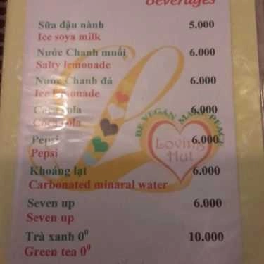 Thực đơn- Quán Ăn Quán Chay Tỉnh Thức