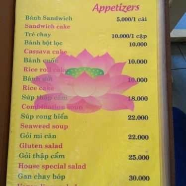 Thực đơn- Quán Ăn Quán Chay Tỉnh Thức