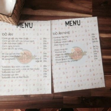 Thực đơn- Quán Ăn Tok Tok - Korean Food & Dessert