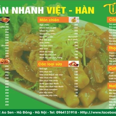 Thực đơn- Quán Ăn Tik Tak - Đồ Ăn Ngon Hàn Quốc