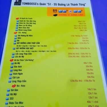 Thực đơn- Tomboss's Quán - Lẩu Nướng & Ăn Vặt