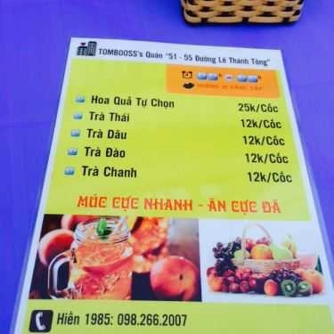 Thực đơn- Tomboss's Quán - Lẩu Nướng & Ăn Vặt