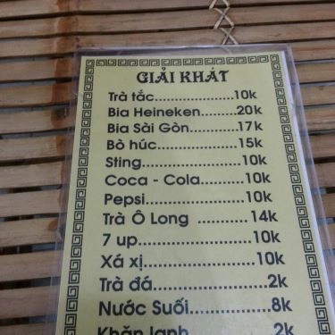 Thực đơn- Quán Ăn Tràng An Quán - Bún Đậu Mắm Tôm