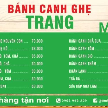 Thực đơn- Quán Ăn Bánh Canh Ghẹ Trang - Lũy Bán Bích