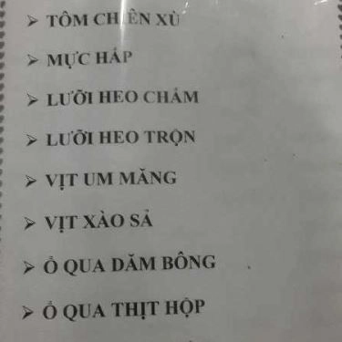 Thực đơn- Quán Ăn Tre Xanh - Nhậu Bình Dân