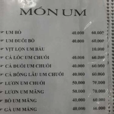 Thực đơn- Quán Ăn Tre Xanh - Nhậu Bình Dân