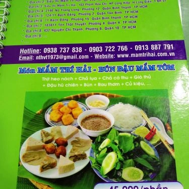 Thực đơn- Quán Ăn Trí Hải - Các Món Mắm