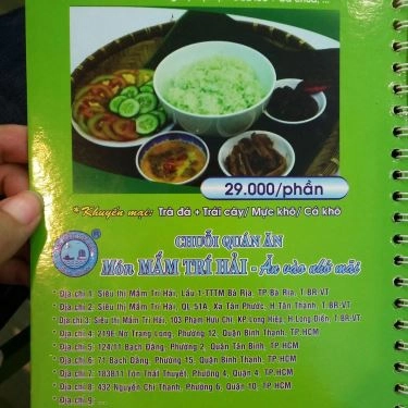 Thực đơn- Quán Ăn Trí Hải - Các Món Mắm - Tôn Thất Thuyết