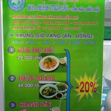 Thực đơn- Quán Ăn Trí Hải - Các Món Mắm - Tôn Thất Thuyết