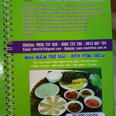 Thực đơn- Quán Ăn Trí Hải - Các Món Mắm - Tôn Thất Thuyết