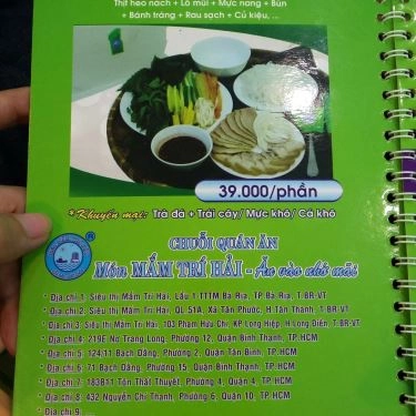 Thực đơn- Quán Ăn Trí Hải - Các Món Mắm - Tôn Thất Thuyết