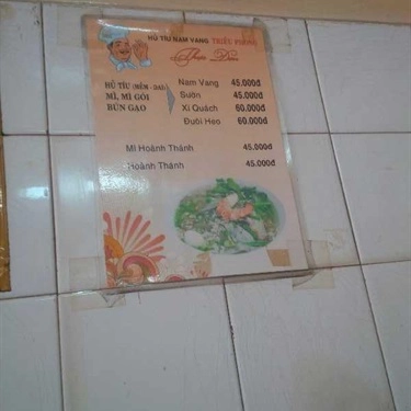 Thực đơn- Quán Ăn Hủ Tiếu Nam Vang Triều Phong - Võ Văn Tần