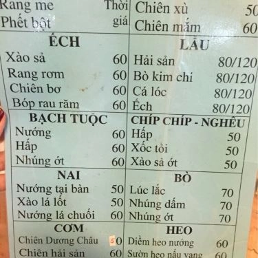 Thực đơn- Quán Ăn Trúc Bàng Quán