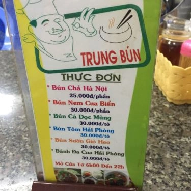 Thực đơn- Quán Ăn Trung - Quán Bún Hà Nội